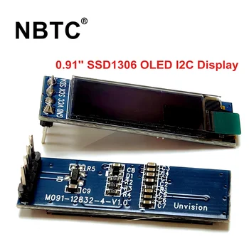 0,91 hüvelyk 0,91'' OLED kijelző 4-pólusú modul 128 * 32 pontmátrix OLED képernyő SSD1306 4-pólusú IIC interfész