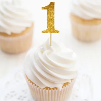 10db arany rózsaszín 1 egy papírtorta cupcake feltétje Első 1. fiú lány születésnapi parti dekorációk Én vagyok egy éves évforduló