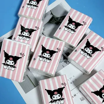 10db Sanrio szövet Kawaii Cinnamoroll Kuromi rajzfilm nyomtatott zsebkendő aranyos lány hordozható WC-papír csajos születésnapi ajándék