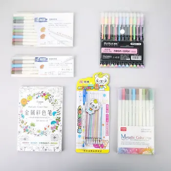 12 10 6 szín Fém jelölő toll scrapbooking kézműves Kártya készítés Ecset kerek fej Művészet toll Rajz Írószer Irodaszerek