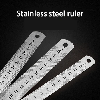 15-30cm rozsdamentes acél fém egyenes vonalzó eszköz kétoldalas mérőeszköz