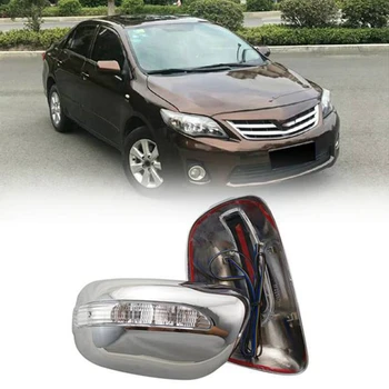 2 csomag 2009-2013 Toyota Corolla autók számára krómozott oldalsó LED fénytükör burkolat díszléc
