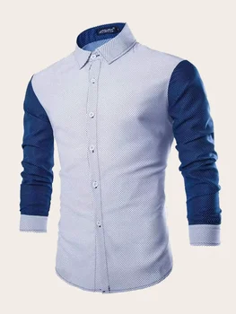 2023 Férfi új pöttyös divat alkalmi férfi ing színes hosszú ujjú ing