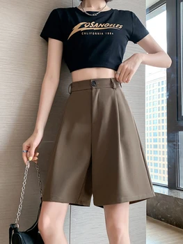 2023 Nyári új öltöny rövidnadrág Női széles szárú rövidnadrág Női alkalmi félnadrág Bő térdig érő nadrág