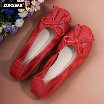 2023 Női lakások Balettcipők Női kivágott bőr Lélegző mokaszinok Női csónakcipők Balerina Női alkalmi cipők