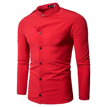 2023 Új férfi márkájú ruházat Hosszú ujjú ing személyiség Koreai utcai divat Top tervező gomb Karácsonyi estélyi ruha