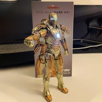 2023 Új raktáron Comicave 1/12 Iron Man Marvel figura páncél Mk46 csuklós mozgatható világító modell kollekció 75% ötvözet játék ajándék