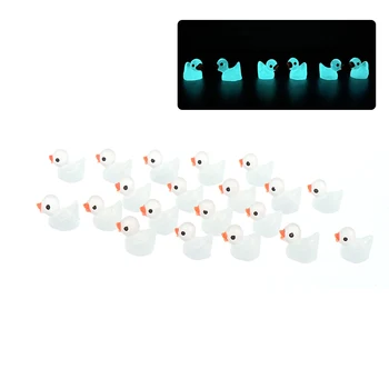 20Pcs Mini világítógyanta kacsa világít a sötétben Miniatűr dísz apró kacsák DIY kerti babaház kacsa kiegészítők
