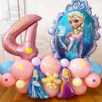 29db Disney Frozen Elsa hercegnő léggömbök 32inch rózsaszín szám lányok születésnapi zsúr dekorációs ajándékok babaváró játékok kellékek