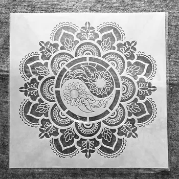 30*30cm Mandala Nagy geometria Taiji DIY rétegező sablonok Falfestés Scrapbook Színezés Dombornyomás Album dekoratív sablon