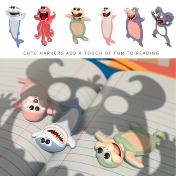 3D sztereó óceán sorozat fóka polip macska panda kreatív írószer rajzfilm jelölő állat könyvjelzők gyerekek iskolai irodaszerek