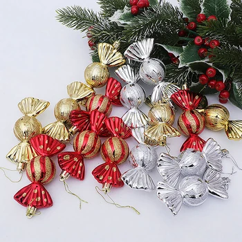 5db Karácsonyi cukornád medálok Piros cukorka mankó Karácsonyfa függő dekoráció otthonra Újévi ajándékok Karácsonyi díszek