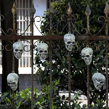6PCS Halloween koponyák Reális megjelenésű koponya Emberi csontváz fej koponya kültéri gyepdekorációhoz, Halloween fali függő dekoráció