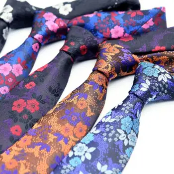 7cm Férfi nyakkendők Koreai ok-okozati nyakkendők férfiaknak keskeny hímzés 1200Tű házas üzleti nyakkendő poliészter minta FlowerTie