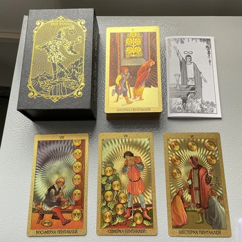 Arany tarot kártyák oroszul a dobozban való munkához Próféta prófécia Oracle jósló pakli jóslás klasszikus 78 kártya 12x7cm