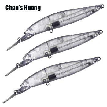 Chan Huang 10db/LOT festetlen úszó Minnow horgászcsalik Rugós rásegítésű rendszer Kemény csali DIY Hosszú öntött Minnow Blanks