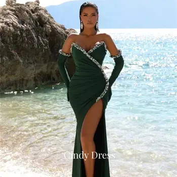 Cindy paszta fúrókereszt szatén sellő zöld szexi estélyi ruhák Luxus nők 2023 szaúdi ruhagála Női buli Bál elegáns