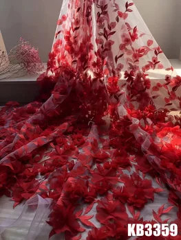 Divat 3d virágcsipke szövet A legújabb csipkeszövet kiváló minőségű 2023 Luxus menyasszonyi csipke szövet esküvői ruha varráshoz KB3359