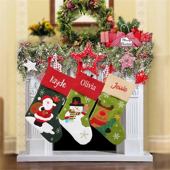 Egyedi hímzett név Boldog karácsonyt party dekorációs zokni személyre szabott bármilyen név Családi lakberendezés Karácsonyfa akasztások