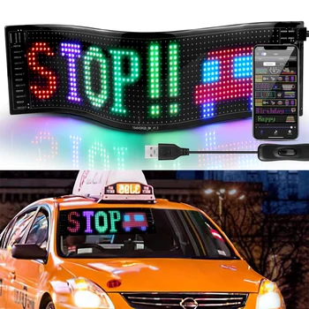 Egyéni programozható LED jel USB 5V Bluetooth logó Fény szöveg minta Animáció pixel blokk kijelző autó Görgethető reklám