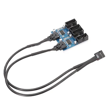 F3MA alaplap USB 2.0 9pin fejléc 1 - 2/4 Extension Hub Splitter adapter átalakító USB 2.0 apa - 2/4 anya