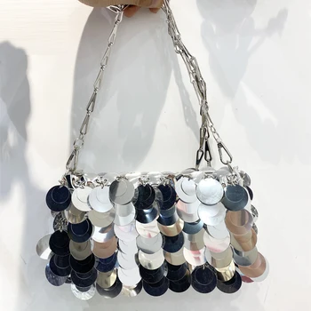 Fashion Messenger táska női luxus designer kézitáskák és pénztárcák 2023 Új nylon tavasszal fényes fém flitterek design alkalmi táska