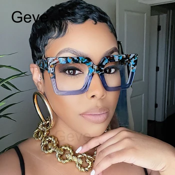 Fashion szögletes szemüvegkeret Női túlméretezett átlátszó lencsés szemüvegek Női vintage nagy keret Kékfény-mentes szemüveg