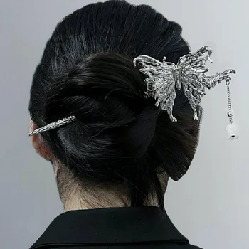 Folyékony fém pillangó hajtű Új kínai stílusú holdkővirág bojt haj kiegészítők Niche hajcsat Ősi stílus Updo