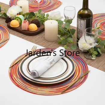fonott színes kerek tányérszőnyegek konyhai étkezőasztalhoz Runner hőszigetelő csúszásmentes mosható őszi tányéralátétek 6db-os készlet