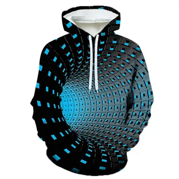Férfi 3D geometria Fekete lyuk Grafikus kapucnis pulóverek Kapucnis pulóverek Alkalmi Tavasz Őszi ruházat Túlméretezett kabátfelsők Pulóverek