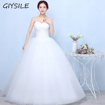 GIYSILE házassági ruha pánt nélküli földig érő ruhák minimalista koreai stílusú karcsú szabású esküvői ruha nőknek Vestidos de Novia