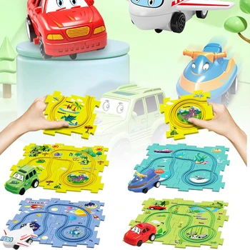 Gyermek oktatási pálya autó Diy ingyenes összeszerelés városi játékok útjelző táblák térkép jelenet építés puzzle pálya autó