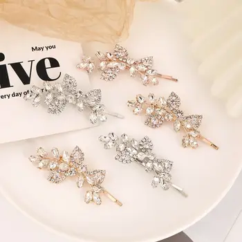 HEALLOR 2db Fashion Luxury női hajtű szett Menyasszonyi barreták Esküvői hajcsat, ötvözet strasszos frufru klipek