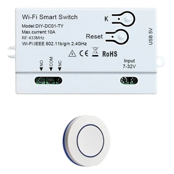 kapcsoló Tuya Wifi DIY időzítő + távirányító 1CH 7-32V USB 5V 2.4G Wifi Smartlife otthoni automatizálási modul Alexa IFTT-hez