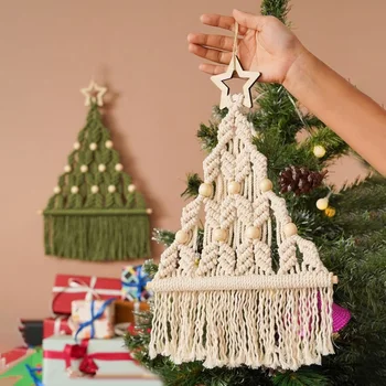 Karácsonyfa dekoráció Macrame Kit kézzel szőtt Boho kárpit otthoni fali függő dísz karácsony fesztivál party DIY dekorációs kellékek