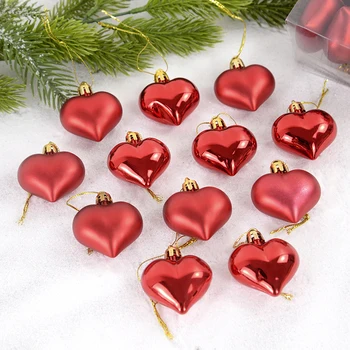 Karácsonyfa szív alakú piros arany függő dísz medálok Karácsonyi díszek otthonra 2024 Natal Navidad újév