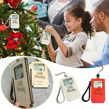 Karácsonyi benzines pénztárca, karácsonyfa medál, lakberendezés, dekorációs tárgyak Gázpénz ajándékkártya tartó