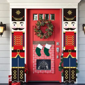Karácsonyi diótörő katona ajtó lógó zászló Boldog karácsonyi díszek otthonra 202 Navidad Noel ajándékok Boldog új évet 2022