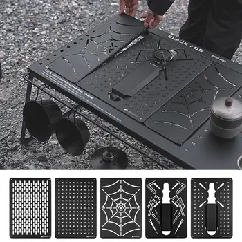 Kempingasztal Tábla Egység Hordozható Fekete asztal egység Szénacél mentes kombináció Kivehető kempingfelszerelés