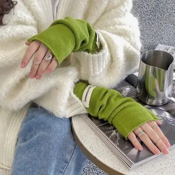 koreai stílusú női karmelegítők Kötött ujjatlan kesztyűk Csuklóujjak Harajuku Pure Color kesztyű nőknek