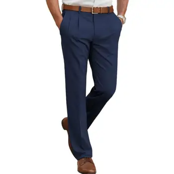 Kényelmes irodai nadrág prémium férfi egyszínű öltöny nadrág középmagas vékony szabású egyenes szárú nadrág üzleti használatra