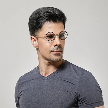 Könnyű titán szemüvegkeretek férfiaknak Myopia optikai dioptriás szemüveg Teljes peremű női vintage kerek szemüvegkeret