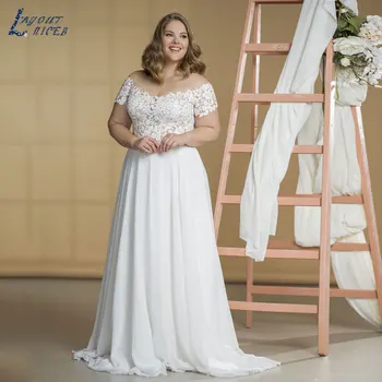LAYOUT NICEB Classic Plus size sifon esküvői ruhák Szexi csipke rövid ujjú menyasszonyi ruhák rátétes A-vonalú Vestido De Novia 2024