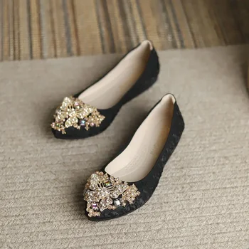 Loafers - nők CRYSTAL lapos cipő - nők 2024 alkalmi tornacipő mezítlábas cipő csúszik cipő női hegyes lábujjú кроссовки женские
