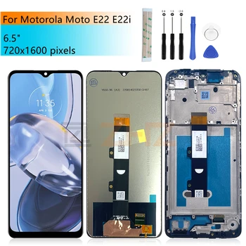 Motorola Moto E22 LCD kijelző érintőképernyős digitalizáló szerelvényhez kerettel a Moto E22i kijelző pótalkatrészeihez