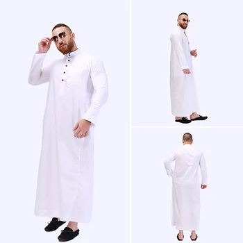 Muszlim divat Abaya Arab Fehér Thobe Iszlám Pakisztán Shammag Szaúdi Férfiak Djellaba Tunika ruha Daftan Galabia Ingyenes szállítás