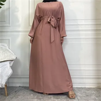 Muszlim nő Abaya iszlám hosszú ruha Törökország alkalmi egyszínű szürke abayas zsebbel Egyszerű ramadán Dubai szaúdi köntös Kaftan