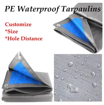  méret testreszabása 0,23 mm-es kék PE ponyva esőálló kendő napernyő ponyva vízálló könnyű ponyva UV-álló réteg autófedél