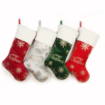 Nagy kapacitású karácsonyi zokni hímzés függő díszek Karácsonyi ajándéktáska hópehely karácsonyfa medál