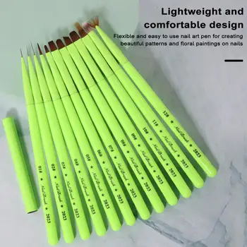Nail Art Pen Lightweight Uv Manikűr toll Sokoldalú körömművészeti kefe gyönyörű gyümölcsökért Zöld körömminták Manikűr eszköz
